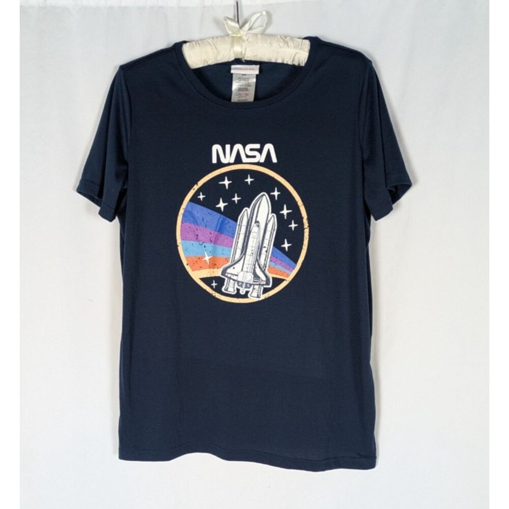 PJammy Tshirt 18/20 Women's Blue Nasa Rocket Ship Space Stars Sleep PJ Top